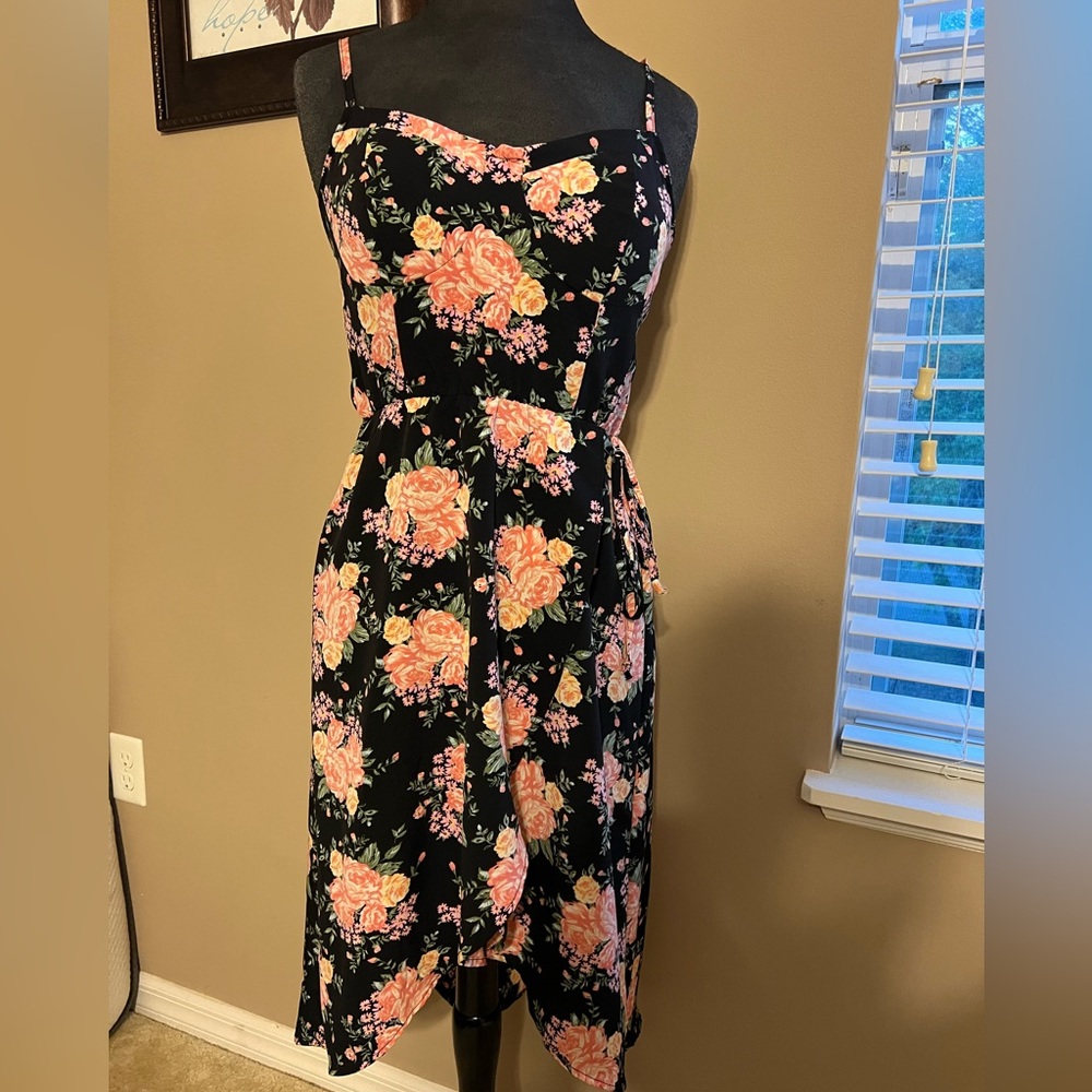 Lily Rose Black & Pink Floral High Low Dress